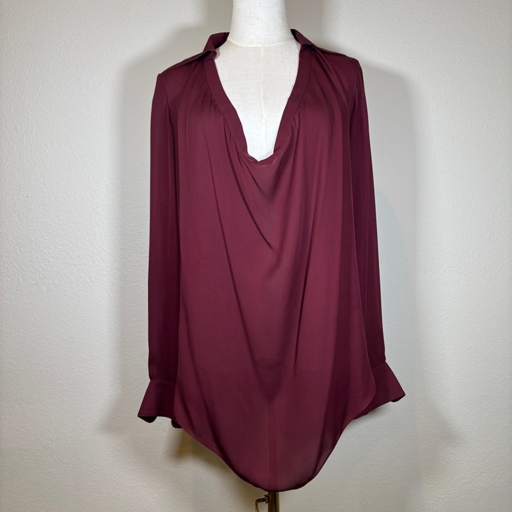 Haute Hippie Burgundy Silk Blouse Size Medium